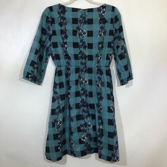 Numph Make An Entrance | Plaid Embroidered Dress - Picture 5 of 5